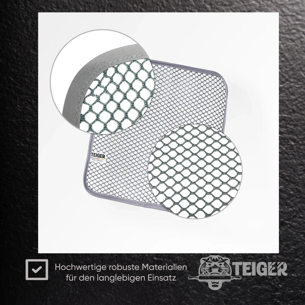 Nahaufnahme der offenen Netzstruktur des Teiger® Reinigungstuchs