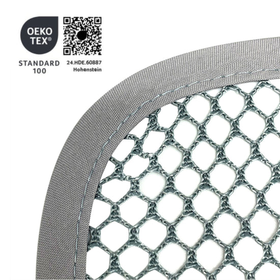 Ein Fokusbild auf dem die Netzmaschen zu sehen sind und die Umrandung aus hochwertigen Materialien