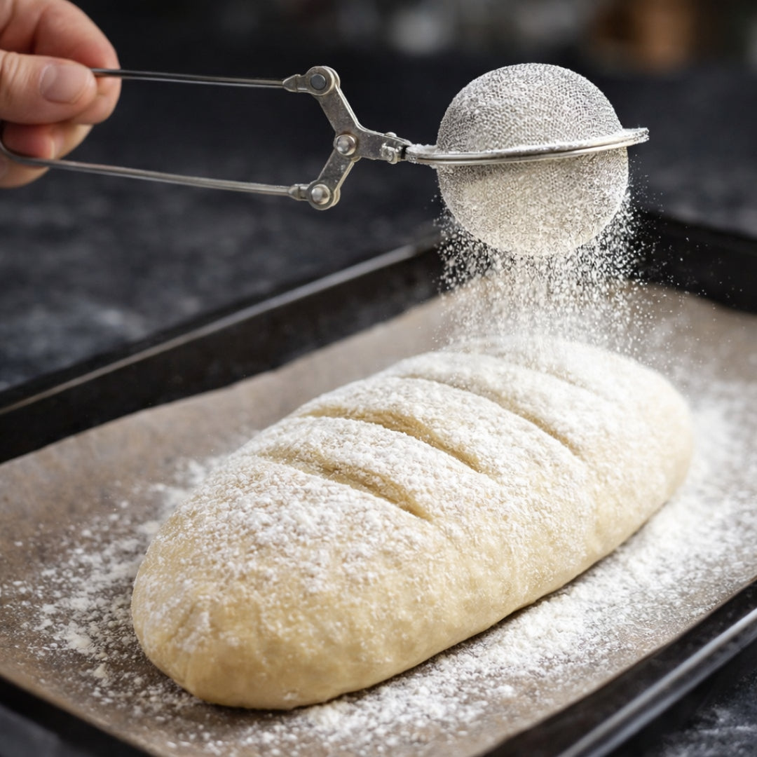 Teiger Max Bundle Single - 1 x  Teigreinigungstuch + Teigschaber + Mehlsieb Teigtuch Teigreiniger