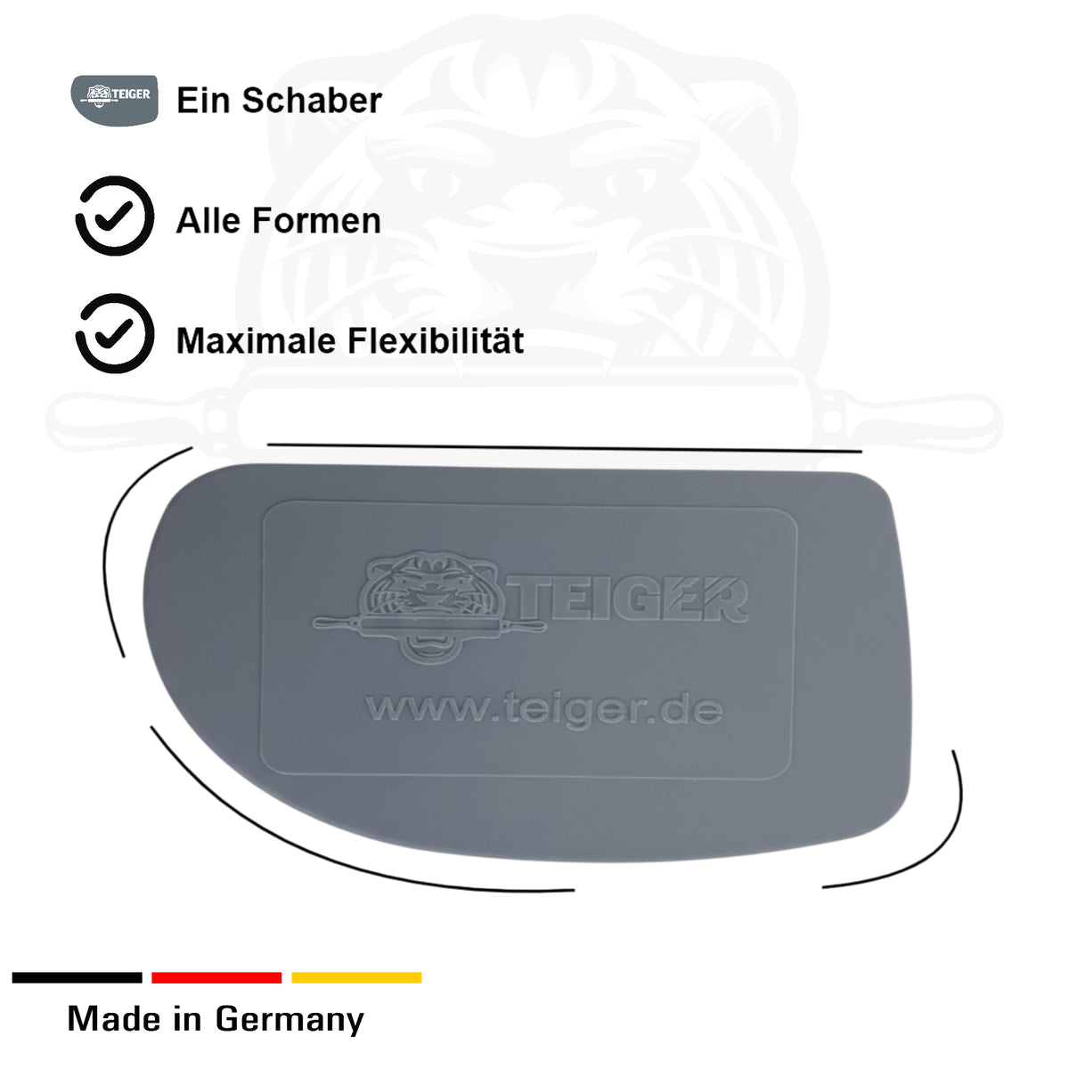 Schab-Teiger® Teigschaber mit Produktmerkmalen und flexiblen Kanten