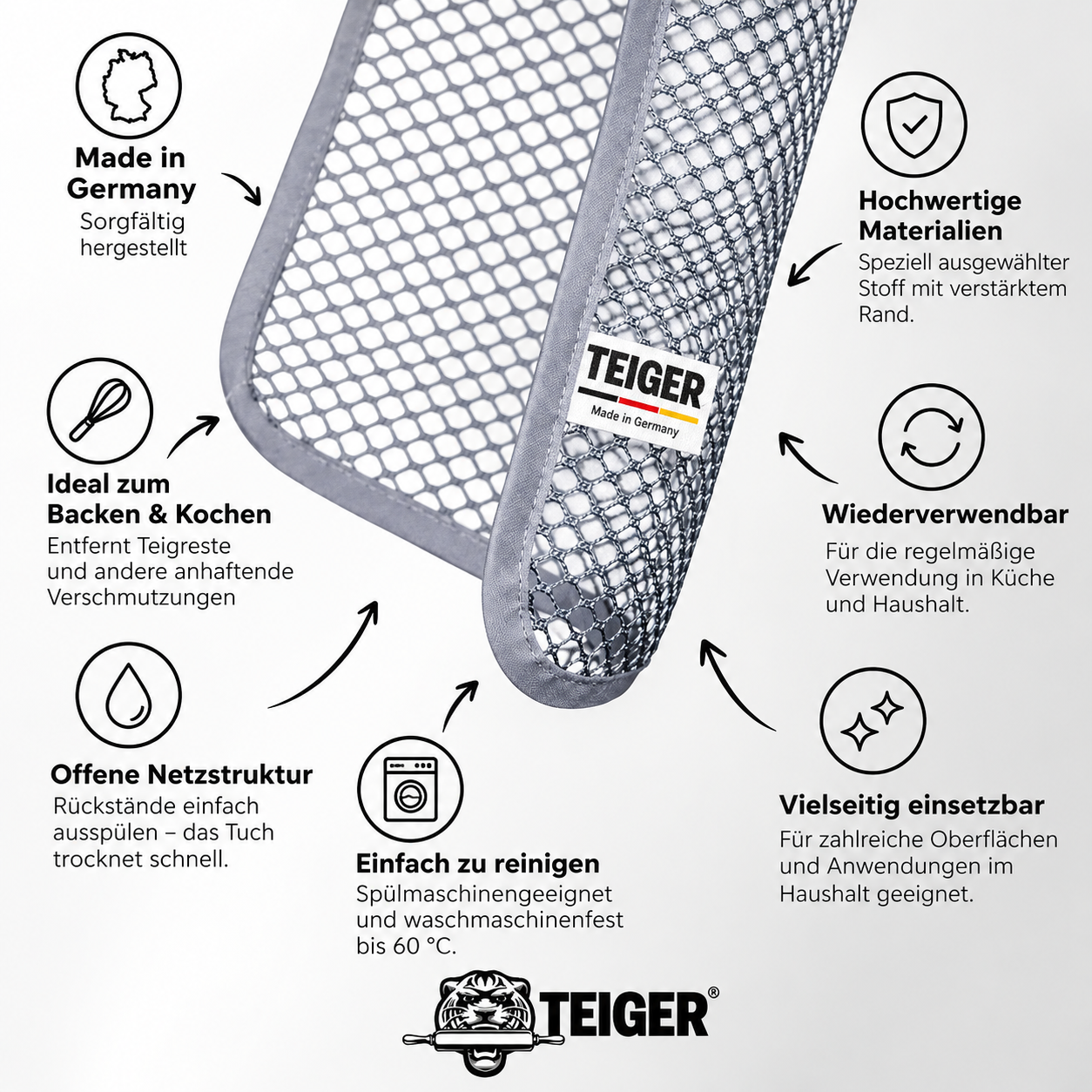Teiger® Teigreinigungstuch – Doppelpack (2 Stück)