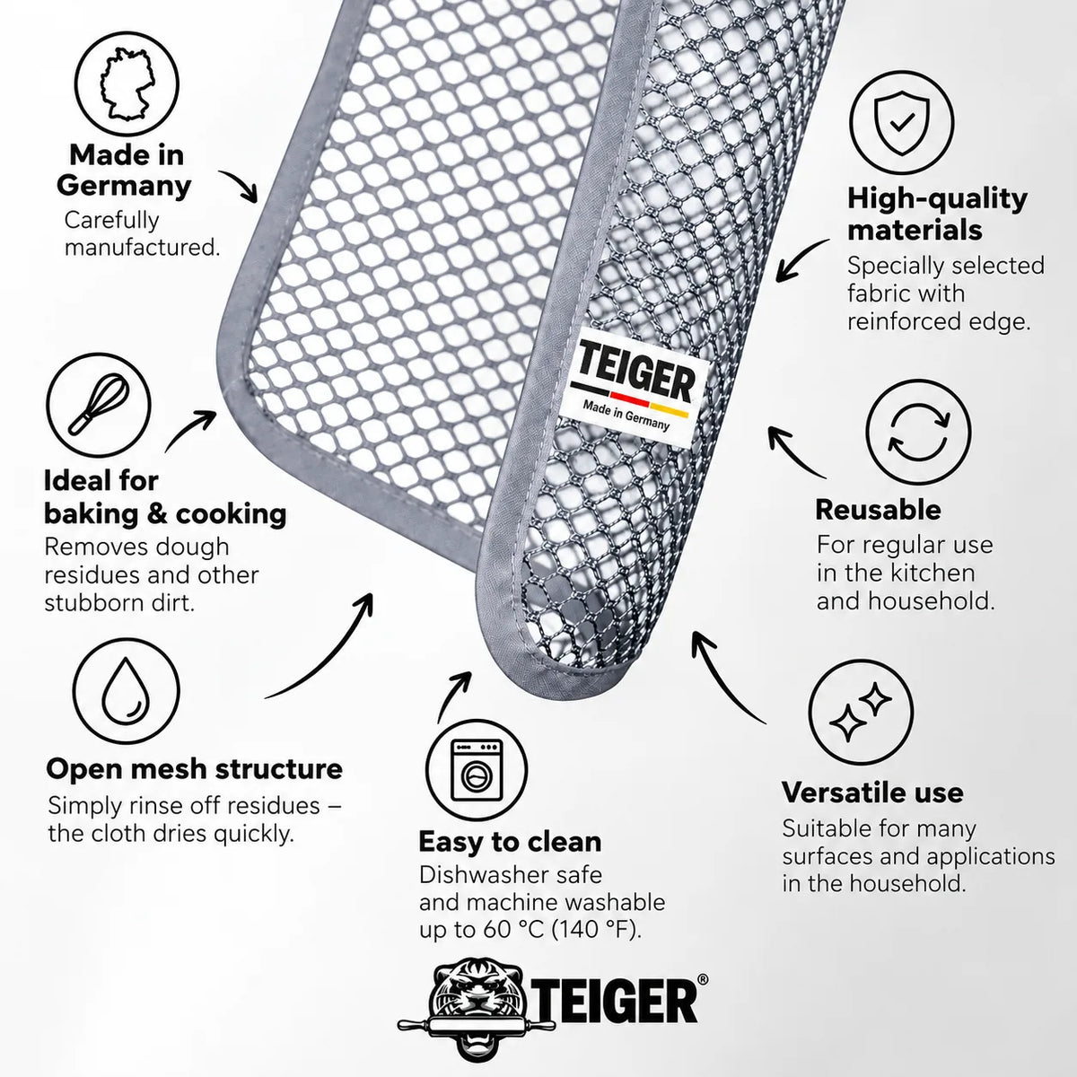 TEIGER cleaning cloth – properties and uses for baking, cooking and household