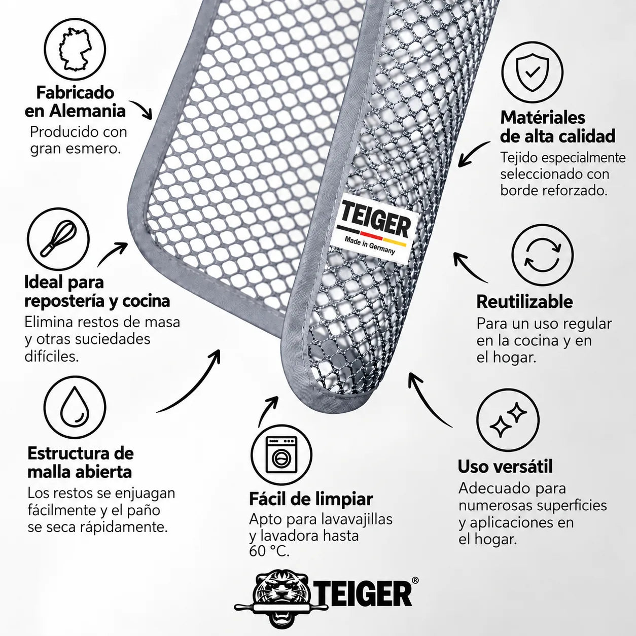 Paño de limpieza TEIGER – propiedades y usos para repostería, cocina y hogar