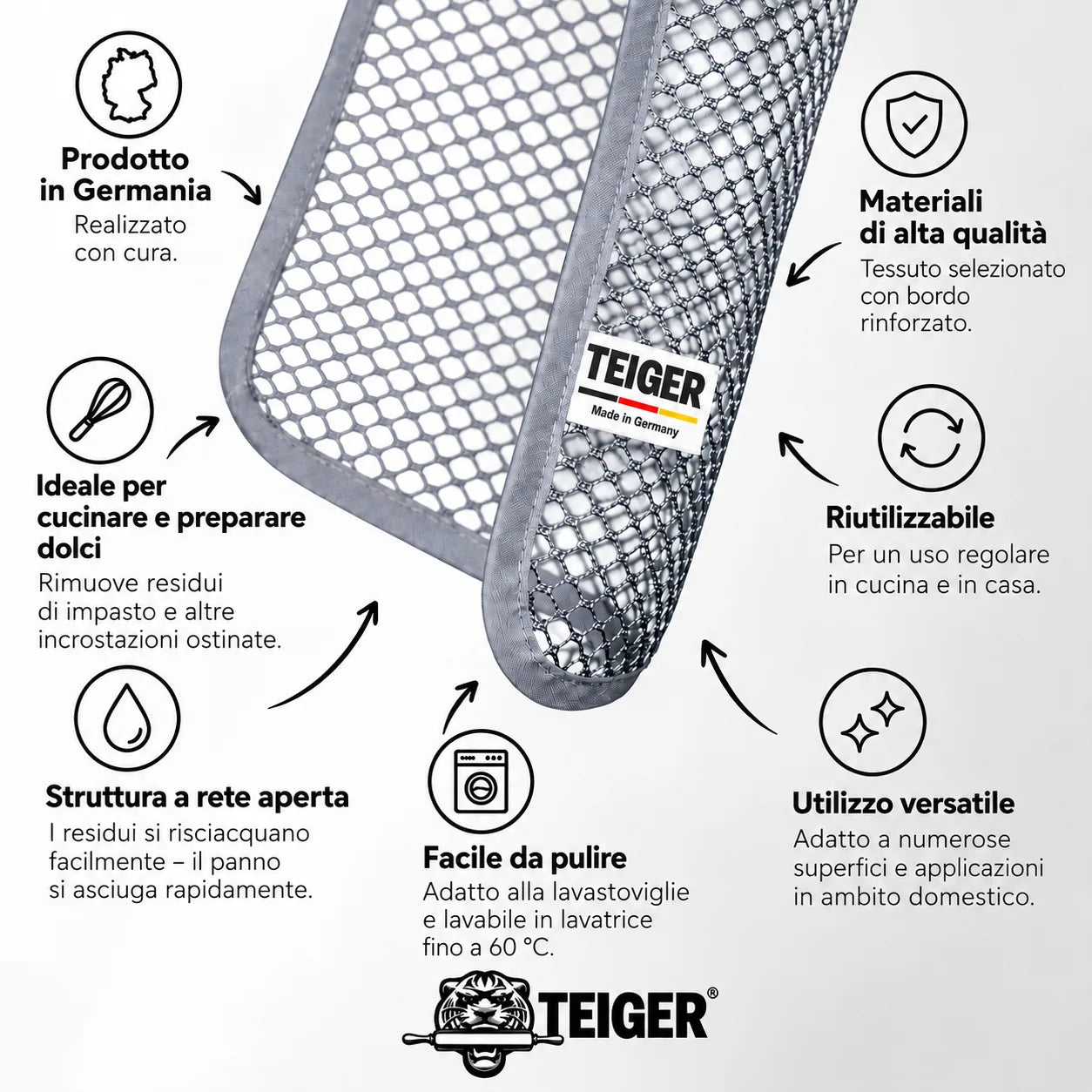 Panno di pulizia TEIGER – caratteristiche e utilizzi per cucina, dolci e casa