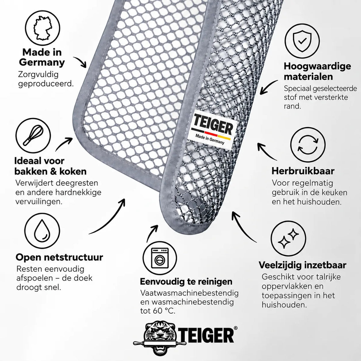 TEIGER reinigingsdoek – eigenschappen en toepassingen voor bakken, koken en huishouden