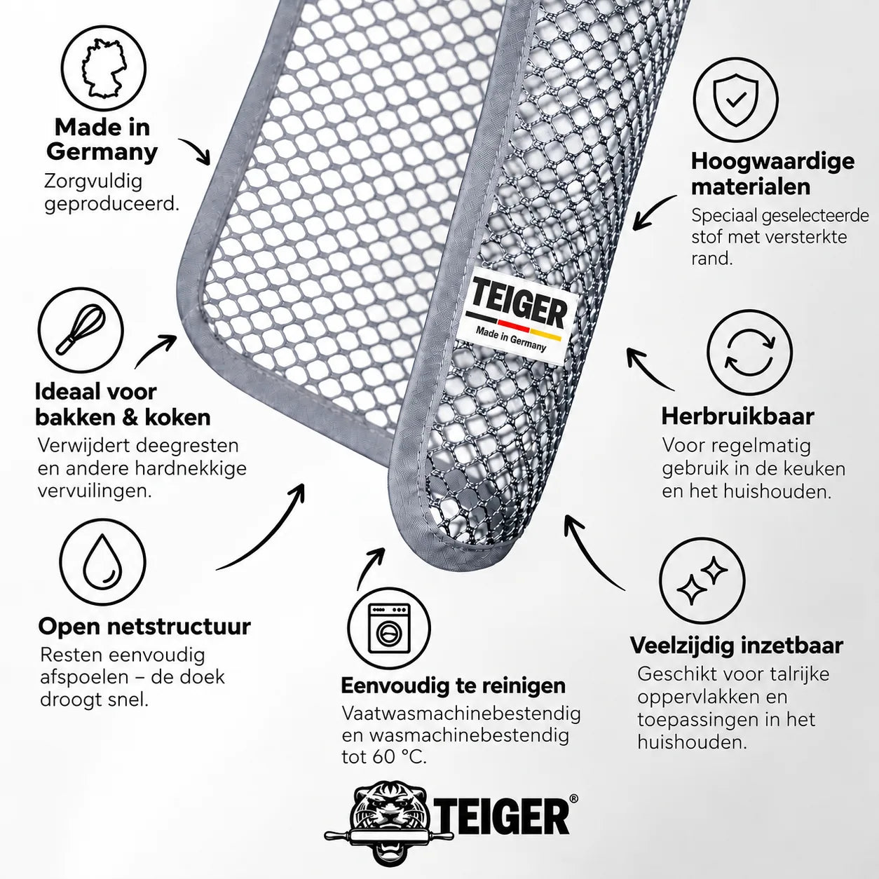 TEIGER reinigingsdoek – eigenschappen en toepassingen voor bakken, koken en huishouden
