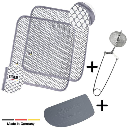 Teiger® Max Bundle mit 2 Reinigungstüchern, Schab-Teiger® Teigschaber und Edelstahl-Feinsieb
