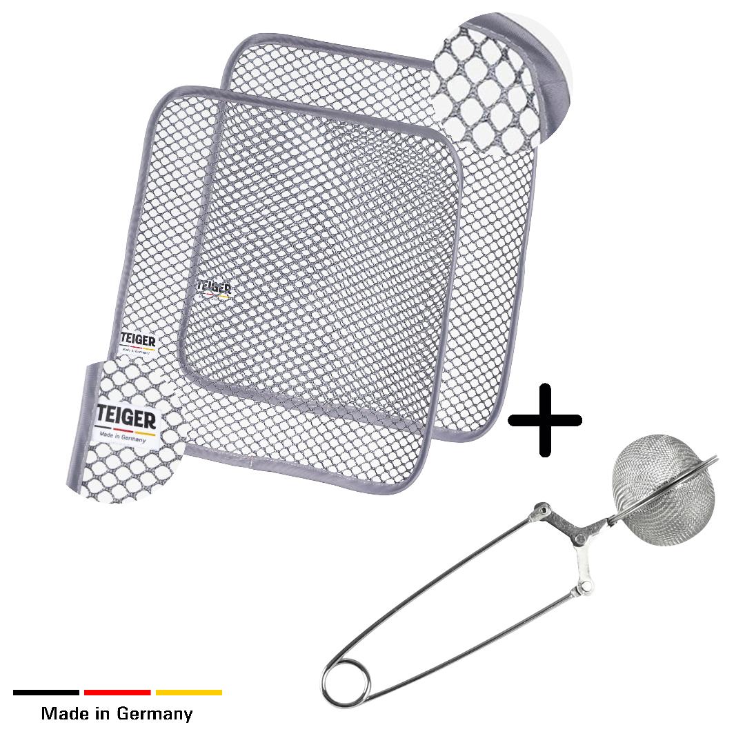 Teiger® Back Bundle mit 2 Reinigungstüchern und Edelstahl-Feinsieb