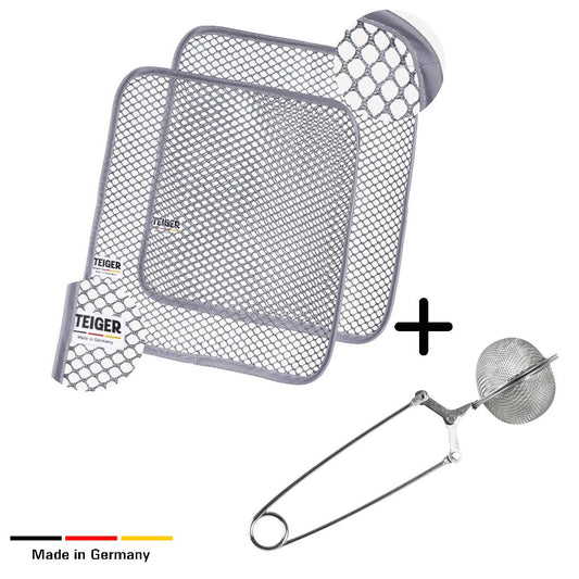 Teiger® Back Bundle mit 2 Reinigungstüchern und Edelstahl-Feinsieb